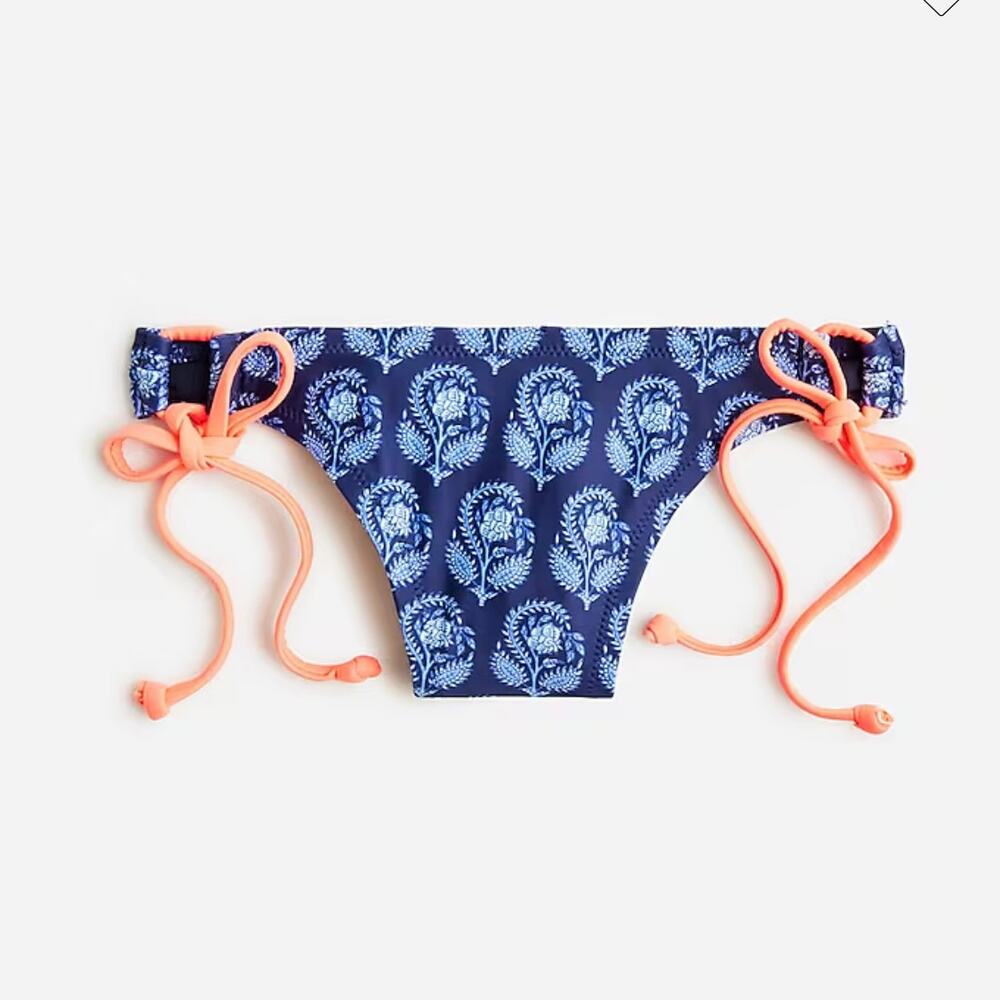 J.Crew Side Tie String Bikini Bottom in Navy Bouquet